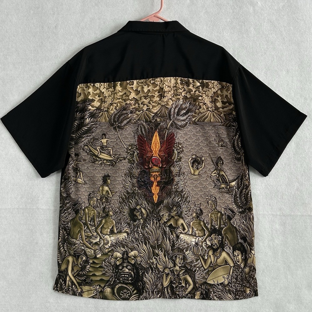 Vintage Rietveld USA Hawaiian Shirt -Men's LARGE- Black Dressy Resort Comfy EUC!